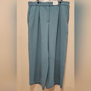 New Abercrombie & Fitch Green Ultra Wide Leg High Rise Dress Pants, Size 16
